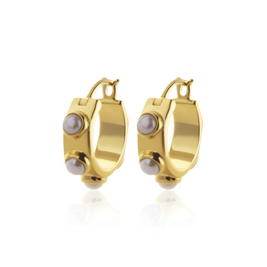 Funky Pearl Mini Hoops örhänge (guld)
