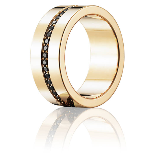 Wide & Black Stars Ring Guld