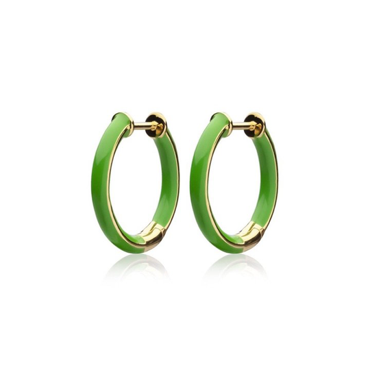 Enamel thin hoops green (gold)