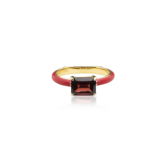 Iris enamel ring red (gold)