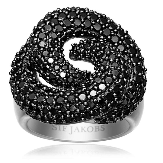BOVALINO ring svarta Zirkoner (silver)