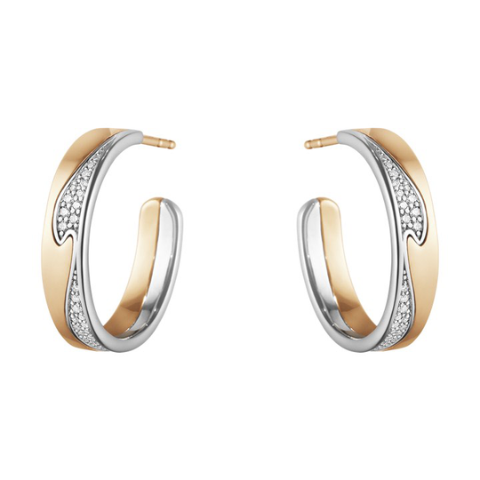FUSION LARGE Roséguld Örhänge Roséguld Vitguld PAVÉ 0.21 ct