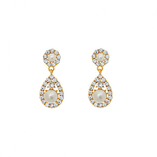 Petite Sofia pearl earring - Crystal (Guld)