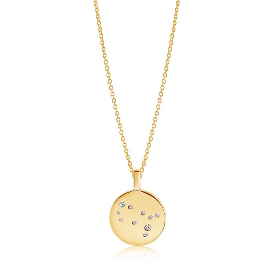 ZODIACO GEMINI halsband vita Zirkoner (guld) 45 cm