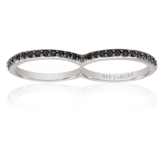 CORTE DOPPIO ring svarta Zirkoner (silver)