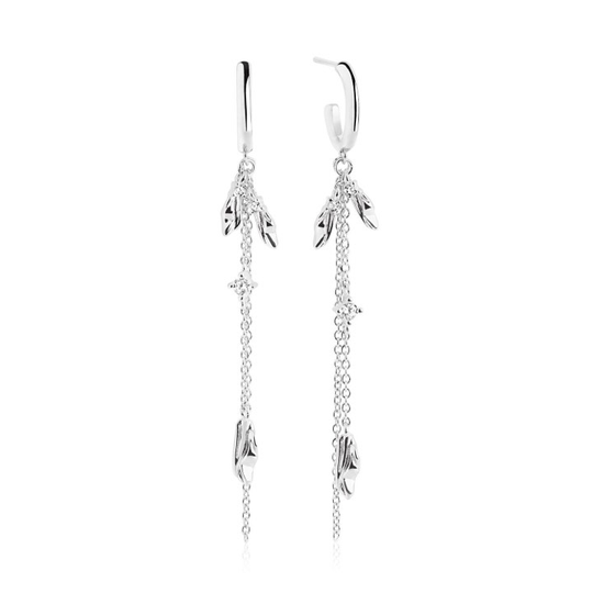 VULCANELLO DOUBLE CHAIN örhänge vita Zirkoner (silver)
