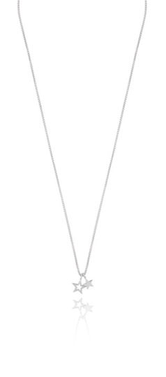 Double star pendant halsband Silver 42-47 cm