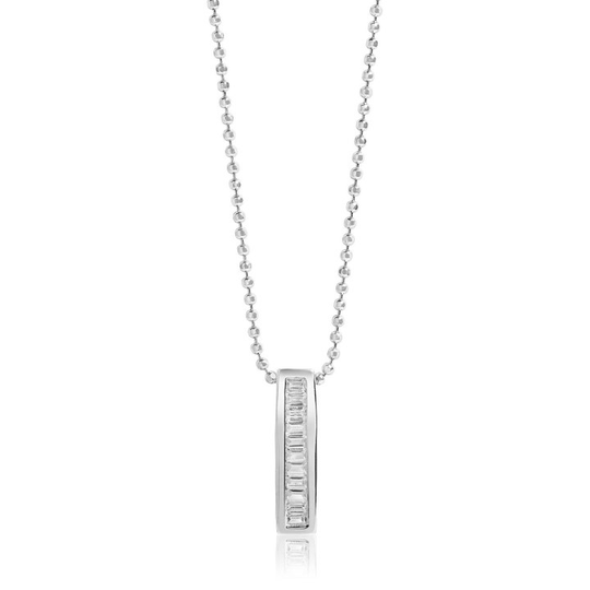 CORTE BAGUETTE halsband vita Zirkoner (silver) 45 cm