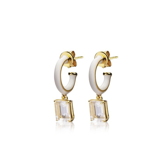Iris enamel hoops white (gold)
