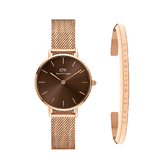 Daniel Wellington DW Petite Amber + Bracelet 28mm Roséguld