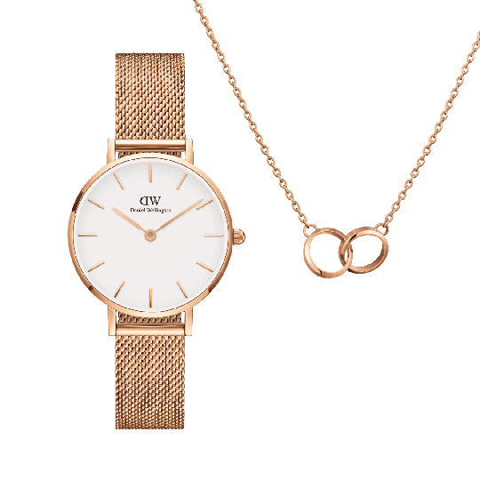 Daniel Wellington DW Petite Melrose + Unity Necklace 28mm Roséguld