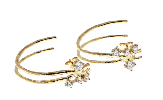 Two kluster hoop örhänge - Guld
