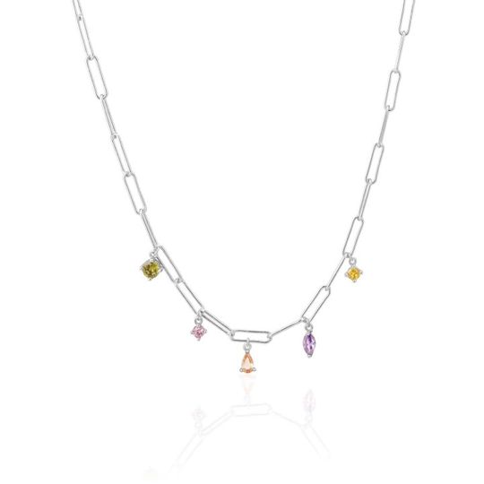 RIMINI halsband Mångfärgade Zirkonia (silver)