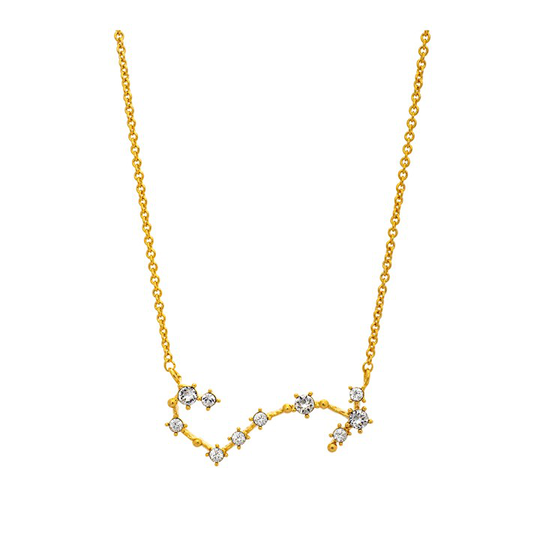 Scorpio (Skorpionen) star sign halsband - Crystal (guld)