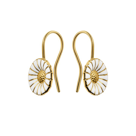 DAISY ÖrhängeS Silver guldpläterad WHITE ENAMEL 11 MM