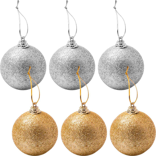 6x Julgranskulor - Guld och Silver