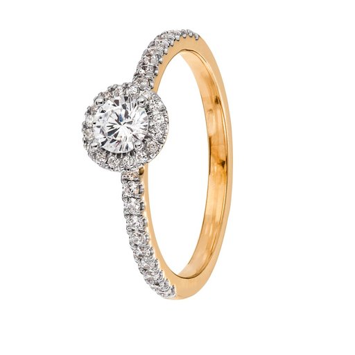 Diamantring i 18K guld, 17.5