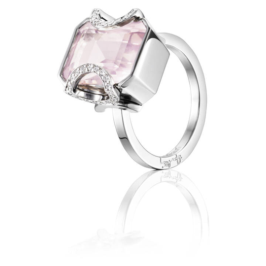 Little Magic Star - Rose Quartz Ring Vitguld