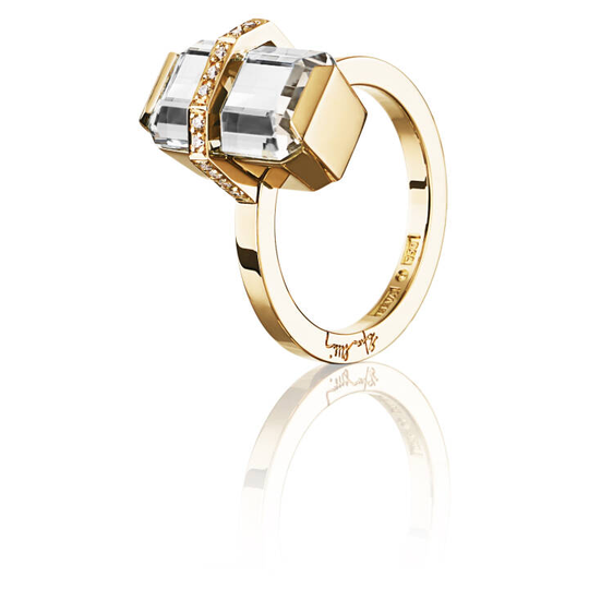 Little Bend Over - Crystal Quartz Ring Guld