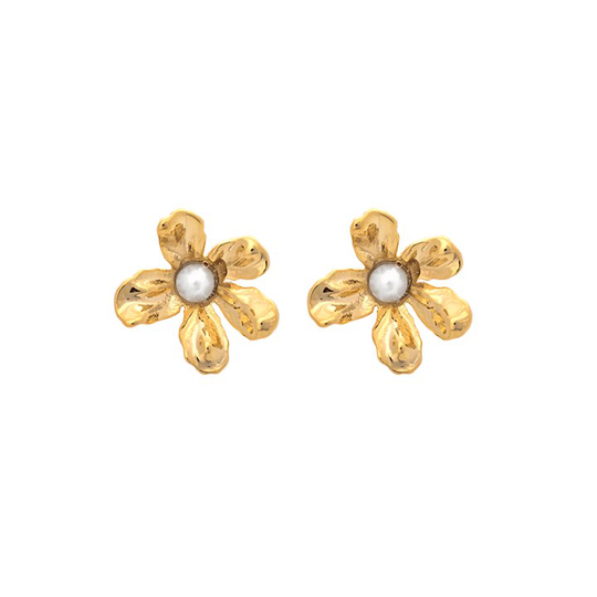 Petite Eponine örhänge - Ivory pearl (guld)