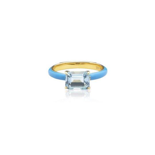 Iris enamel ring blue (gold)