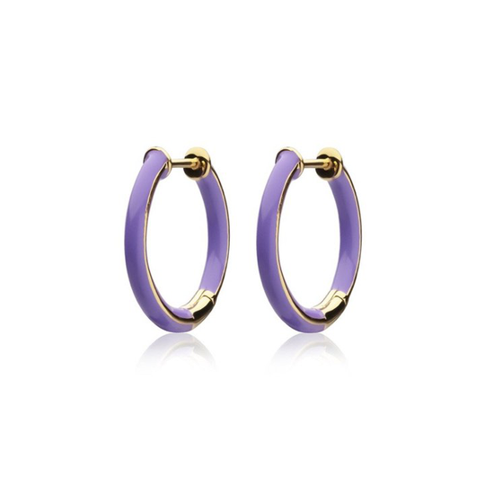 Enamel thin hoops purple (gold)