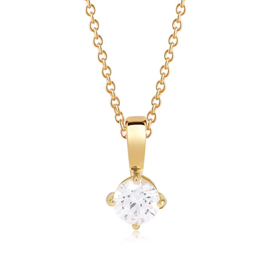 PRINCESS ROUND halsband vita Zirkoner (guld) 45 cm