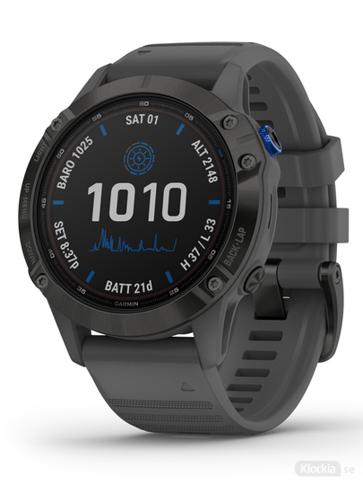 GARMIN fenix 6 - Pro Solar, Svart med skiffergrått armband