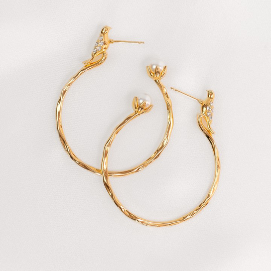 Eden hoops örhänge - Ivory (Gold)