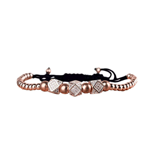 Armband, Pärlor och Tre Berlocker - Rosé
