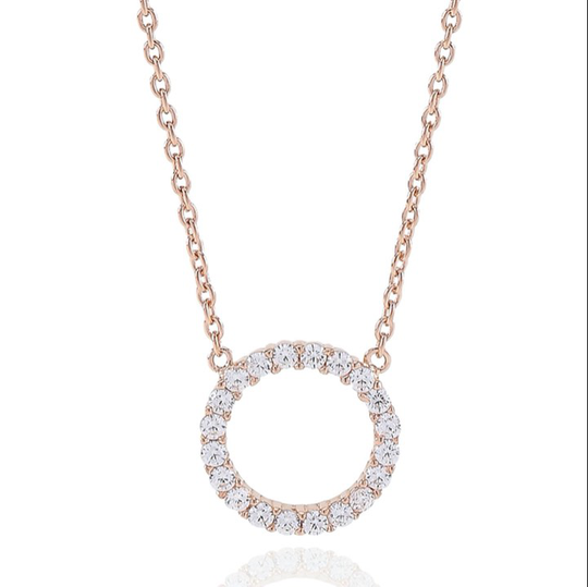 BIELLA GRANDE halsband vita Zirkoner (rosé) 45 cm