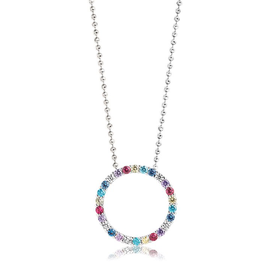 BIELLA halsband mångfärgade Zirkoner (silver) 45 cm