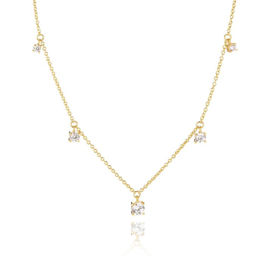 BELLUNO PICCOLO halsband vita Zirkoner (guld)