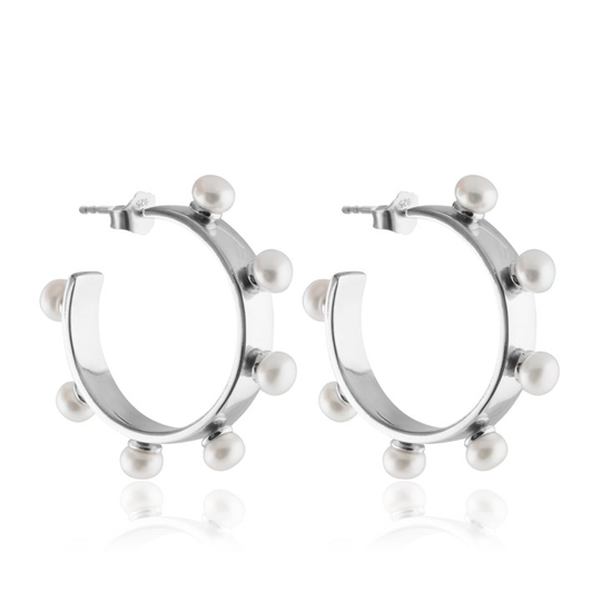 Funky Pearl Hoops örhänge (silver)