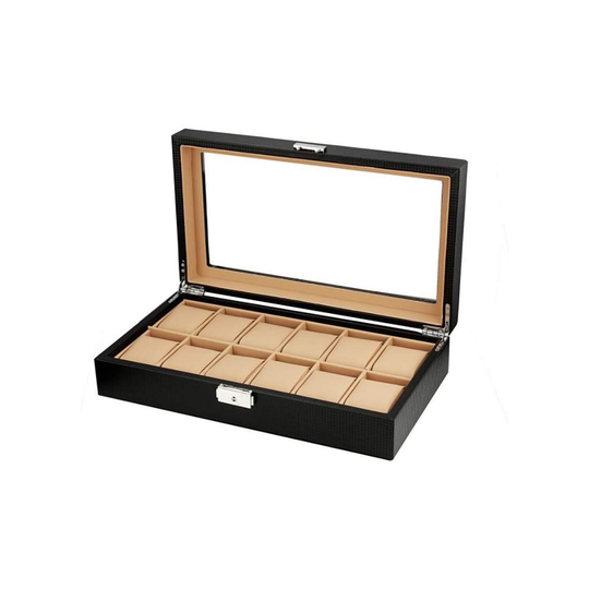 Klockbox, Svart - 12 Klockor