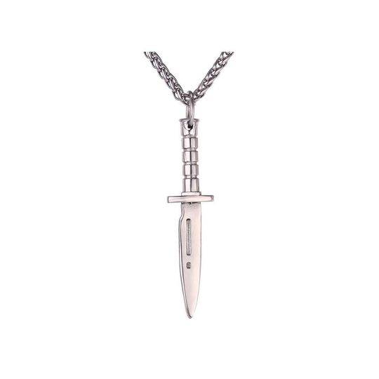 U7 Kniv Halsband med Repkedja - Silver