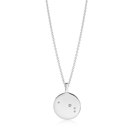 ZODIACO ARIES halsband vita Zirkoner (silver) 45 cm