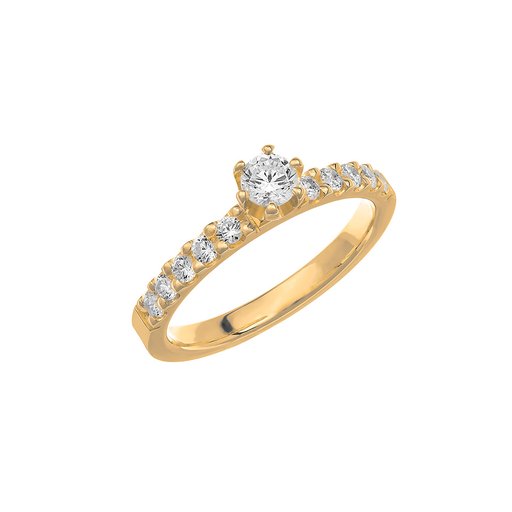 Diamantring i 18K guld, 44