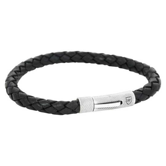 Silver/läderarmband svart