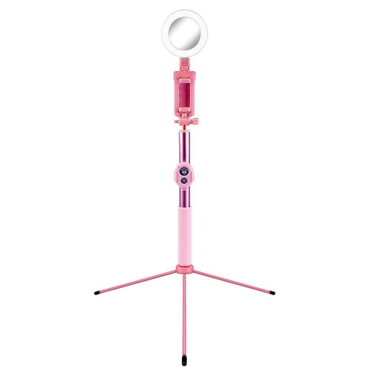 Selfiepinne och Stativ med LED-ring - Rosa