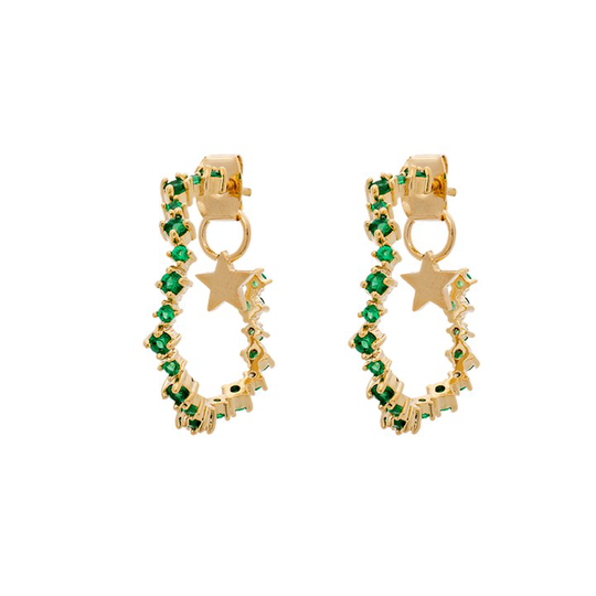 Capella hoops örhänge - Emerald cubic