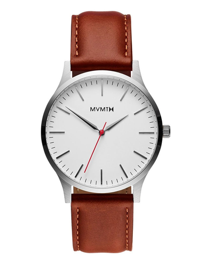 MVMT 40 Series Silver Natural Tan 40mm