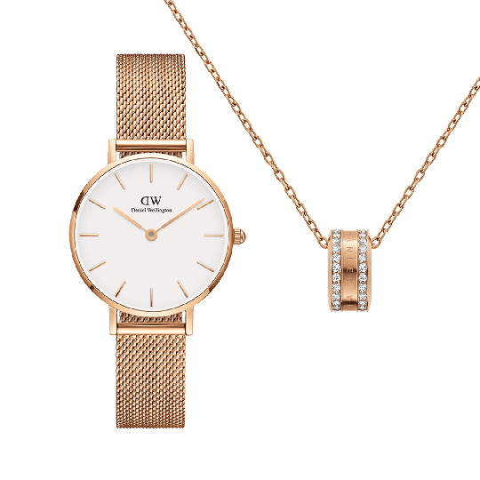 Daniel Wellington DW Petite Melrose + Elan Lumine Necklace 28mm Roséguld