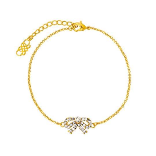 Petite Antoinette bow armband - Crystal (Guld)