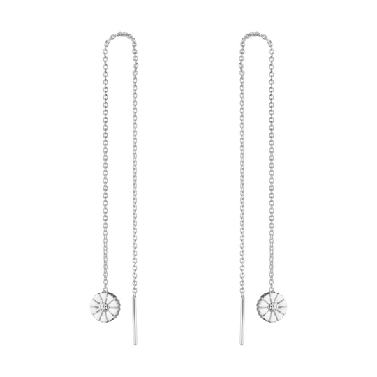 DAISY THREADER Örhänge Silver RH WHITE ENAMEL 7 MM