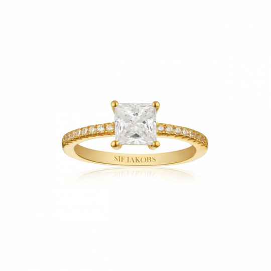 ELLERA QUADRATO Ring Vita Zirkoner Guld 50