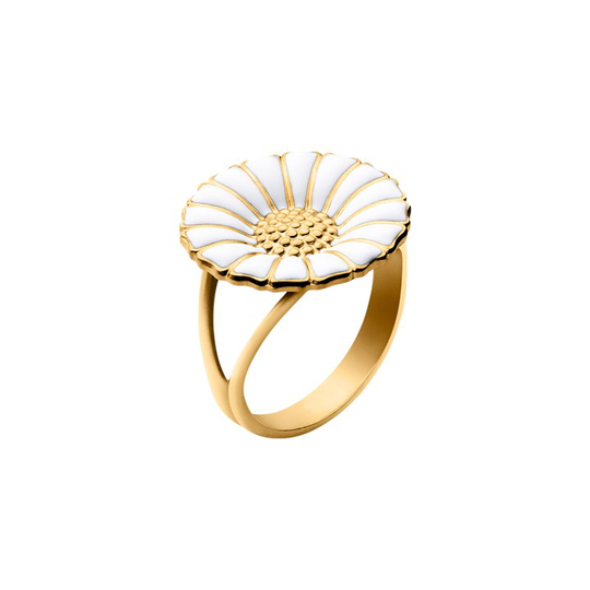 DAISY Ring WHITE ENAMEL 18 mm (Guld)