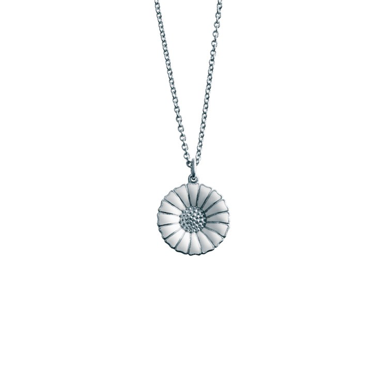 DAISY Hängsmycke Silver RH WHITE ENAMEL 18 MM