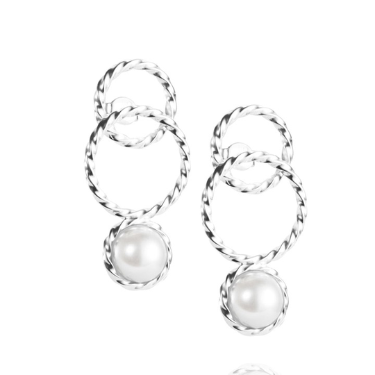 Twisted Orbit - Pearl Örhänge Silver