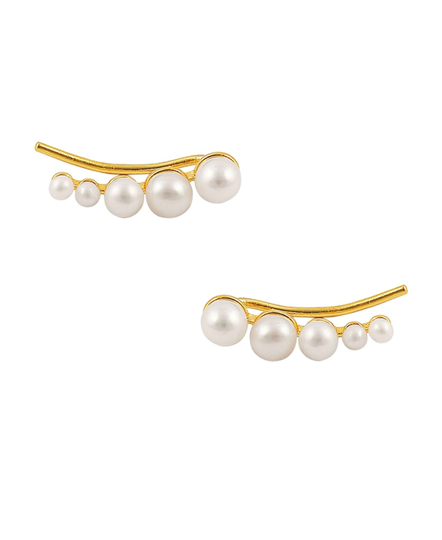 Pearl croissant örhänge (Guld)